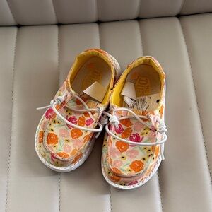 Floral Kids Hey Dude Shoes with White Laces slip on